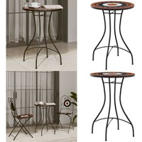 Vidaxl - Mosaik-Bistrotisch Terrakottarot und Weiß Ø50x70 cm Keramik - Terrasse Möbel - Gartenmöbel Set - Outdoor Tisch - Esszimmerset - Balkon von VIDAXL