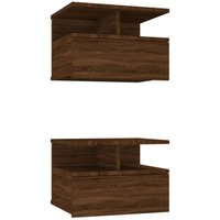 Bonnevie - 2er-Set Nachttisch,Beistelltisch Hängend Braun Eiche 40x31x27 cm Holzwerkstoff vidaXL von BONNEVIE