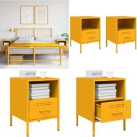 Vidaxl - Nachttische 2 Stk. Senfgelb 36x39x50,5 cm Stahl - Industrielles Design - Nachttisch - Schreibtischlampe - Regal - Wohnraum Dekoration - Home von VIDAXL