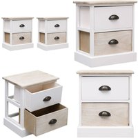 Vidaxl - Nachttische 2 Stk. Weiß und Natur 38×28×45 cm Paulownia-Holz - Nachttisch - Kommode - Beistelltisch - Wohnzimmermöbel Vidaxl - Nachttische 2 Stk. Weiß und Natur 38×28×45 cm Paulownia-Holz - Nachttisch - Kommode - Beistelltisch - Wohnzimmermöbel von VIDAXL