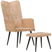 Bonnevie - Ohrensessel mit Hocker Creme Canvas vidaXL157118 von BONNEVIE