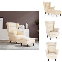 Ohrensessel mit Hocker Creme Samt - Samtsessel - Cremefarbener Sessel - Wohnzimmersessel - Ohrensessel - Relax Sessel von VIDAXL