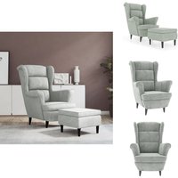 Vidaxl - Ohrensessel mit Hocker Hellgrau Samt - Samtsofa - Ohrensessel - Wohnzimmersessel - Bequeme Sessel - Grau Sofa von VIDAXL
