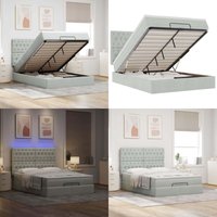 Vidaxl - Ottoman-Bett mit Matratzen & LEDs Hellgrau 140x200 cm Samt Vidaxl - Ottoman-Bett mit Matratzen & LEDs Hellgrau 140x200 cm Samt von VIDAXL