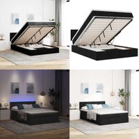 Vidaxl - Ottomane Bett mit Matratze & LEDs Schwarz 140x200 cm Stoff von VIDAXL