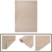 Vidaxl - Outdoor-Teppich Flachgewebe 140x200 cm Braun Gestreift - Outdoor-Teppich - Balkon-Teppich - Terrassen-Teppich - Flachgewebe-Teppich von VIDAXL