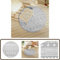 Vidaxl - Outdoor-Teppich arakil Grau Ø120 cm pp - Outdoor-Teppich - Garten-Dekoration - Balkon-Teppich - Terrassen-Teppich - Polypropylen-Teppich von VIDAXL