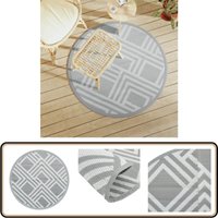 Vidaxl - Outdoor-Teppich arakil Grau Ø120 cm pp - Outdoor-Teppich - Garten-Teppich - Balkon-Teppich - Terrassen-Teppich - Polypropylen-Teppich von VIDAXL