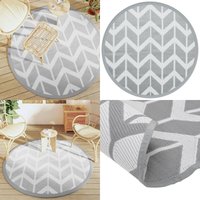 Outdoor-Teppich arakil Grau Ø160 cm pp - Outdoor-Teppich - Garten-Teppich - Balkon-Teppich - Jacquard-Muster - Polypropylen - Home & Living von VIDAXL