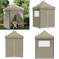 Partyzelt Faltbar Pop-Up mit 4 Seitenteilen Taupe - Partyzelt - Outdoorzelt - Markise - Sonnenschutz - Festzelt - Home & Living von VIDAXL