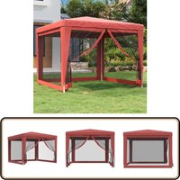 Partyzelt mit 4 Mesh-Seitenwänden Rot 3x3 m hdpe - Partyzelt - Outdoorzelt - Gartenpavillon - Festzelt - Sommergarten von VIDAXL