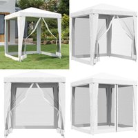 Partyzelt mit 4 Netz-Seitenwänden 2 x 2 m Weiß - Partyzelt - Gartenzelt - Sonnenschutz - Insektenschutz - Outdoor Event - Home & Living von VIDAXL