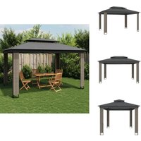 Pavillon mit Doppeldach Anthrazit 3,94x2,96 m Stahl - Pavillon - Pavillons - Gartenpavillon - Outdoor Pavillon von VIDAXL