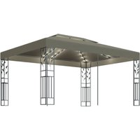 Pavillon Familienzelt mit Doppeldach & LED-Lichterkette 3x4 m Taupe vidaXL von BONNEVIE