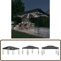 Vidaxl - Pavillon mit LED-Lichterkette 3x4 m Anthrazit - Pavillon - Gartenpavillon - Sonnensegel - Outdoor Möbel - led Beleuchtung von VIDAXL