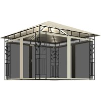 Pavillon Familienzelt mit Moskitonetz & LED-Lichterkette 3x3x2,73m Cremeweiß vidaXL von BONNEVIE