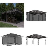 Vidaxl - Pavillon mit Moskitonetz & LED-Lichterkette 4x3x2,73m Anthrazit - Pavillon - Gartenpavillon - Sonnensegel - Outdoor Möbel - led Beleuchtung von VIDAXL