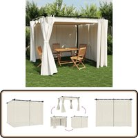 Pavillon mit Vorhängen Creme 3x3 m Stahl - Gartenzauber - Outdoor Pavillon - Sommergarten - Grillplatz - Terrasse Überdachung von VIDAXL