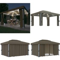 Vidaxl - Pavillon mit Vorhängen & LED-Lichterkette 4x3 m Taupe - Gartenpavillon - Outdoor Pavillon - Sonnenschutz - Gartendekoration - led Vidaxl - Pavillon mit Vorhängen & LED-Lichterkette 4x3 m Taupe - Gartenpavillon - Outdoor Pavillon - Sonnenschutz - Gartendekoration - led von VIDAXL