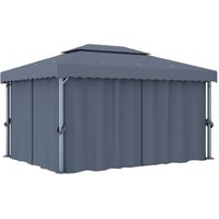 Vidaxl - Pavillon mit Vorhang 4x3 m Anthrazit Aluminium von VIDAXL