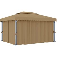 Vidaxl - Pavillon mit Vorhang 4x3 m Taupe Aluminium von VIDAXL