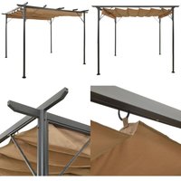 Vidaxl - Pergola mit Ausziehbarem Dach Taupe 3x3 m Stahl 180 g/m² - Pergola - Pergolas - Home & Living - Taupe von VIDAXL