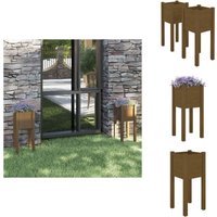 Pflanzkübel 2 Stk. Honigbraun 31x31x70 cm Massivholz Kiefer - Holzpflanze - Hochbeet - Kübeln - Gartendeko - Blumenerde von VIDAXL