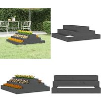 Pflanzkübel Grau 80x80x27 cm Massivholz Kiefer - Holzpflanze - Hochbeet - Blumenerde - Gartendekoration - Pflegeleichtes Hochbeet - Home & Living von VIDAXL