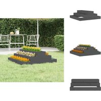 Pflanzkübel Grau 80x80x27 cm Massivholz Kiefer - Holzpflanze - Hochbeet - Blumenerde - Gartendekoration - Pflegeleichtes Hochbeet von VIDAXL