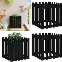 Pflanzkübel Lattenzaun-Design Schwarz 60x60x60 cm Kiefernholz - Holzpflanze - Blumenerde - Kübeln - Gartendekoration - Balkonpflanzen - Home & Living von VIDAXL