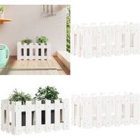 Pflanzkübel Lattenzaun-Design Weiß 60x30x30 cm Kiefernholz - Holzpflanze - Blumenerde - Kübeln - Gartendeko - Balkonpflanzen - Home & Living von VIDAXL