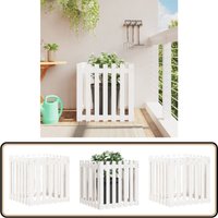 Pflanzkübel Lattenzaun-Design Weiß 70x70x70cm Massivholz Kiefer - Holzpflanze - Blumenerde - Kübeln - Gartendekoration - Balkonpflanzen von VIDAXL