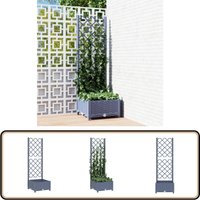 Vidaxl - Pflanzkübel mit Rankgitter Dunkelgrau 40x40x121,5 cm pp - Blumenkübel - Rankgitter - Gartendekoration - Übertopf - Polypropylen von VIDAXL