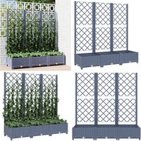Vidaxl - Pflanzkübel mit Spalier Dunkelgrau 120x40x121,5 cm pp - Blumenkübel - Rankgitter - Gartendekoration - Polypropylen Topf - Outdoor Deko von VIDAXL