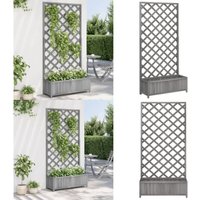 Vidaxl - Pflanzkübel mit Spalier Grau Massivholz Tanne - Blumentopf - Rankgitter - Gartendekoration - Terrassentrends - Holztöpfen - Home & Living von VIDAXL