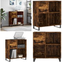 Plattenschrank Räuchereiche 84,5x38x89 cm Holzwerkstoff - Plattenspeicher - Schallplattenregal - Vintage Regal - Industrielles Design - Wohnzimmer von VIDAXL