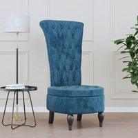 Polsterstuhl mit Hoher Rückenlehne Blau Samt Knopfheftung Vidaxl von VIDAXL