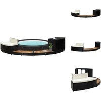 Pool- & Whirlpool-Zubehör - Living Whirlpool-Umrandung Schwarz Poly Rattan & Massivholz Akazie von VIDAXL