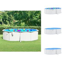 Pools - Living Pool mit Stahlwand Oval 490x360x120 cm Weiß von VIDAXL