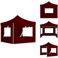Vidaxl - Profi-Partyzelt Faltbar mit Wänden Aluminium 2×2m Bordeauxrot - Outdoor Event - Gartenzelt - Partyzelt - Grillzubehör - Sommergarten von VIDAXL