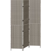 Vidaxl - Raumteiler 3 Panels Faltbar Grau 147x180 cm Poly Rattan von VIDAXL