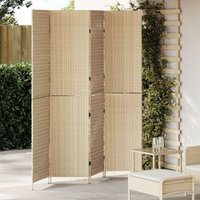 Vidaxl - Raumteiler 4 Paneele Faltbar Beige 196x200 cm Poly Rattan von VIDAXL