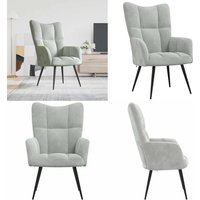 Relaxsessel Hellgrau Samt - Samtsessel - Sessel Grau - Wohnzimmersessel - Bequemsessel - Lounge Chair - Home & Living von VIDAXL