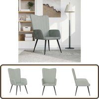 Relaxsessel Hellgrau Samt - Samtsessel - Wohnzimmersessel - Beistellsessel - Lounge Chair - Grau Sessel von VIDAXL