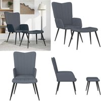 Relaxsessel mit Hocker Dunkelgrau Samt - Samtsofa - Sessel Grau - Lounge Chair - Beistelltisch - Entspannungsstuhl - Home & Living von VIDAXL