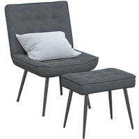 Relaxsessel mit Hocker Dunkelgrau Samt - Vidaxl Relaxsessel mit Hocker Dunkelgrau Samt - Vidaxl von VIDAXL