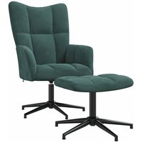 Relaxsessel mit Hocker Dunkelgrün Samt Vidaxl von VIDAXL