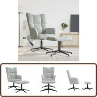 Vidaxl - Relaxsessel mit Hocker Hellgrau Samt - Samtsessel - Wohnzimmersessel - Bequemesessel - Drehsessel - Sessel Mit Fußstütze von VIDAXL