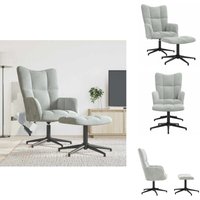 Vidaxl - Relaxsessel mit Hocker Hellgrau Samt - Samtsessel - Wohnzimmersessel - Bequemesessel - Drehsessel - Sessel Mit Fußstütze von VIDAXL