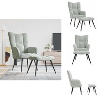 Vidaxl - Relaxsessel mit Hocker Hellgrau Samt - Samtsofa - Wohnzimmersofa - Bequemer Sessel - Grau Sofa - Sessel Mit Fußstütze von VIDAXL